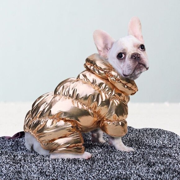 Gold L Puppy Thick Soft Warm Winter Waterproof Pet/Dog Fleece Lined Puff Coat‎ - Picture 3 of 4